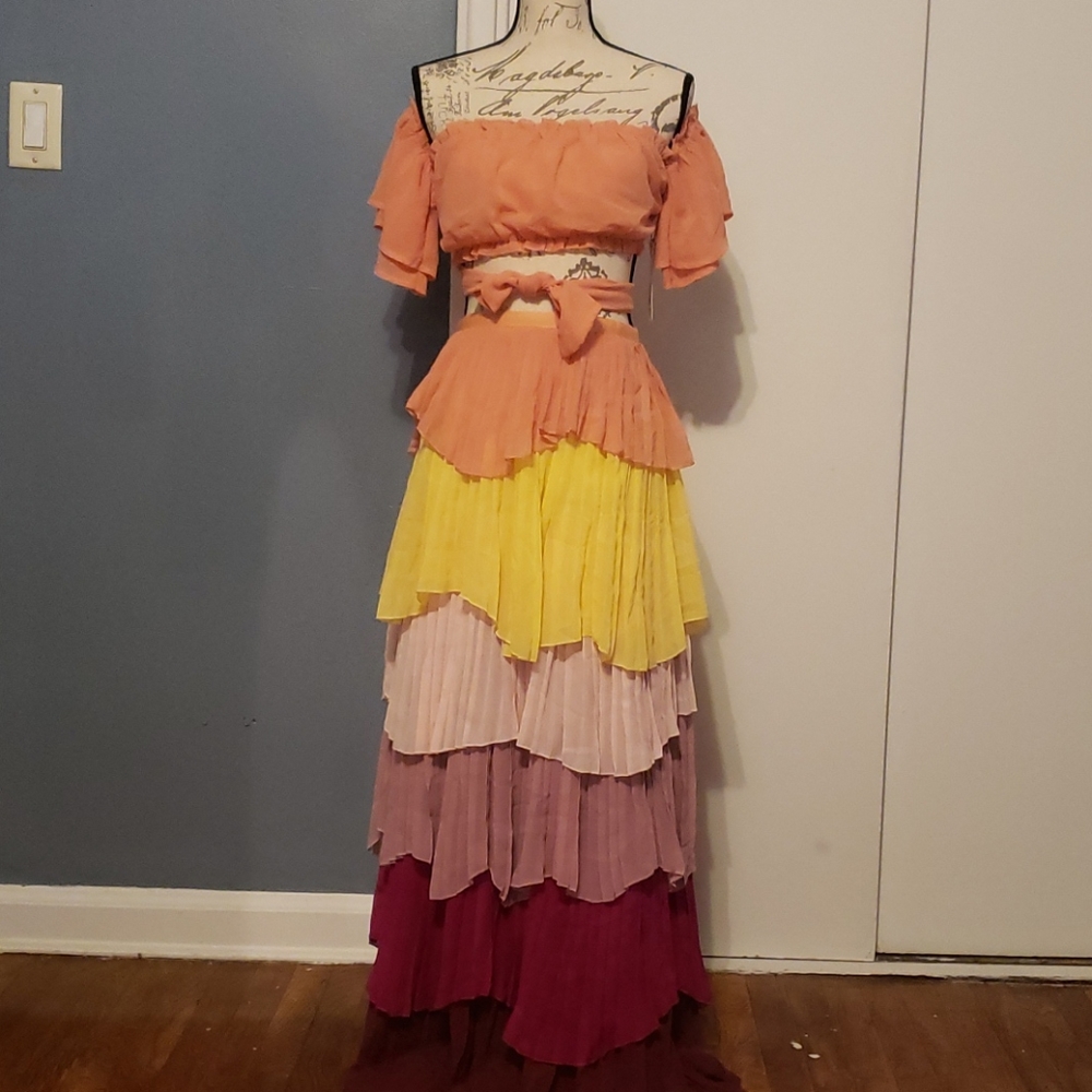 L'ATIDTE two piece multitierd skirt set - Picture 4 of 5